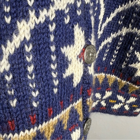 Vintage Dale Of Norway Sweater Cardigan Men’s M Blue Wool Norwegian Deer - Picture 7 of 7